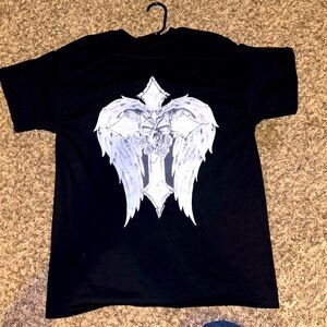 home made skull with wings tee
